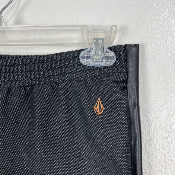 Volcom Pants Women Small Mixed Media Black Skinny Pull On Jeggings Activewear - Picture 8 of 12